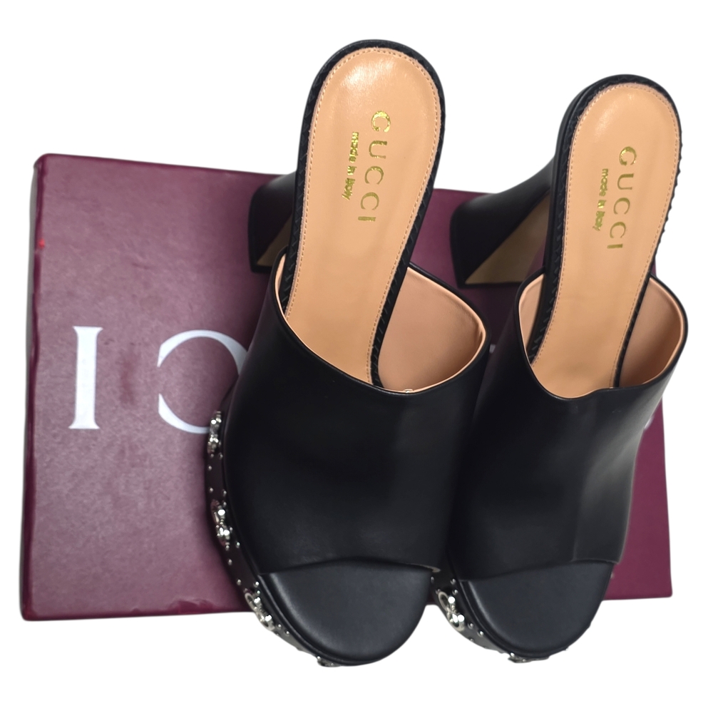 Gucci Janaya Embellished Leather Platform Mules EU 40 Sz 9 - Picture 7 of 7
